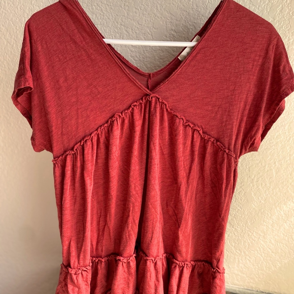 Reddish-Brown XS ALTRD STATE Ruffled Top